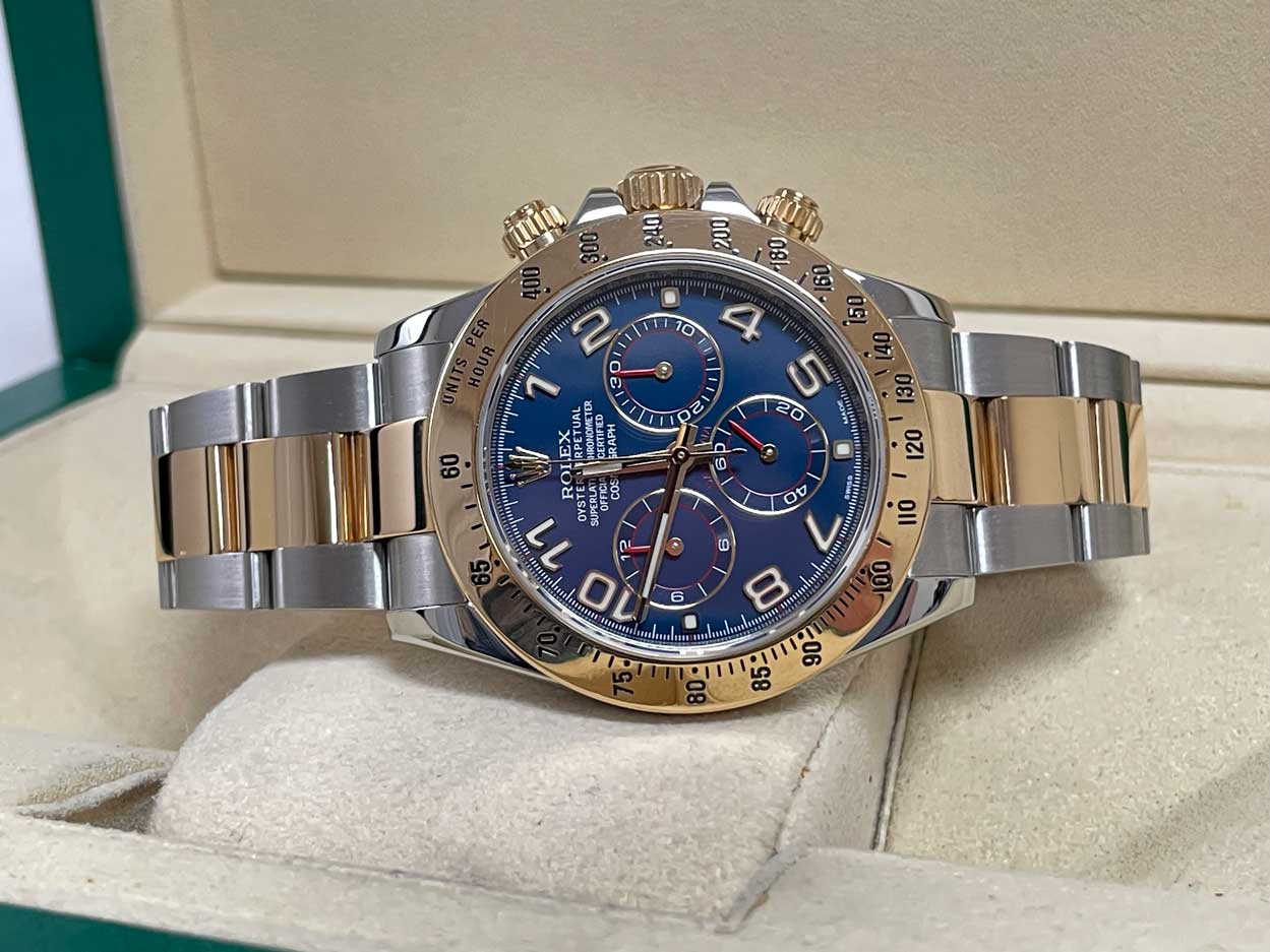 FS: Rolex Daytona SS/18k Yellow Gold Blue Racing 116523 + Warranty image 4
