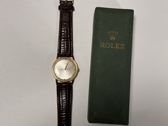FSOT: Rolex 3745 18 Kt Rose Gold Precision 3745 Vintage, Silver Stick dial, fully serviced, Circa Late 1940's to early 1950's, Price Reduction image 5