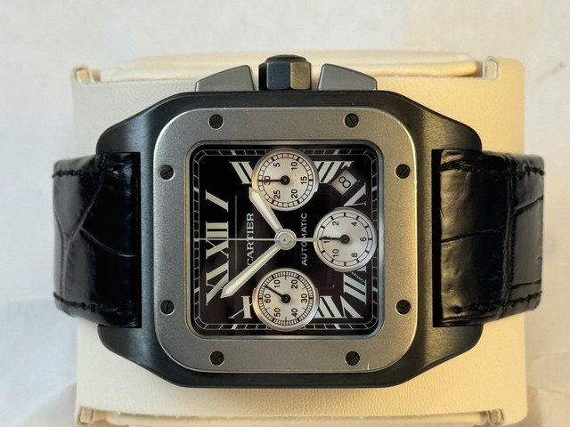 FS: Cartier Santos 100 XL Chronograph Roman W2020005, Titanium case coated with ADLC, Boxes & eBay Papers image 2