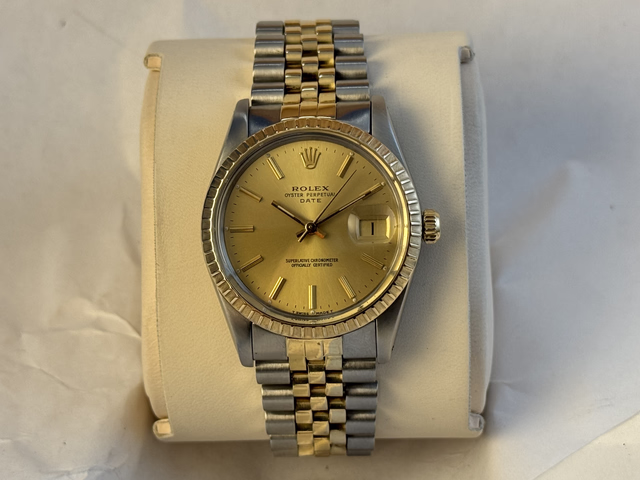 FS: Men's ROLEX Date 15053 6.7 million 1981, Champagne, I4 K Gold & Steel, Jubilee bracelet. image 3