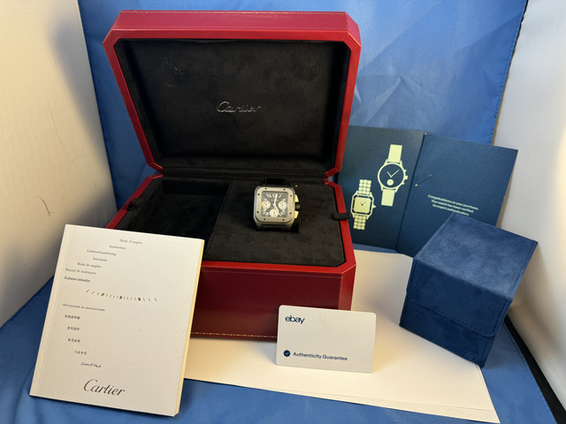 FS: Cartier Santos 100 XL Chronograph Roman W2020005, Titanium case coated with ADLC, Boxes & eBay Papers image 3