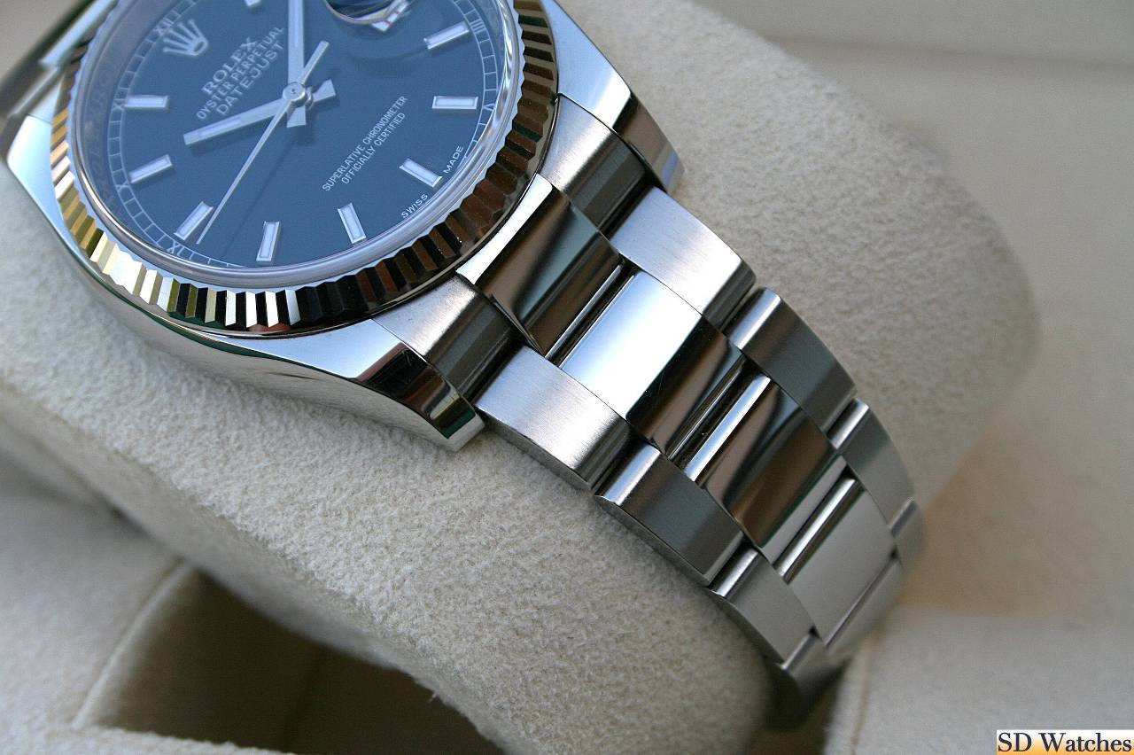 FS: Rolex 116234 Datejust Watch Blue Marker Fluted Bezel Oyster image 2
