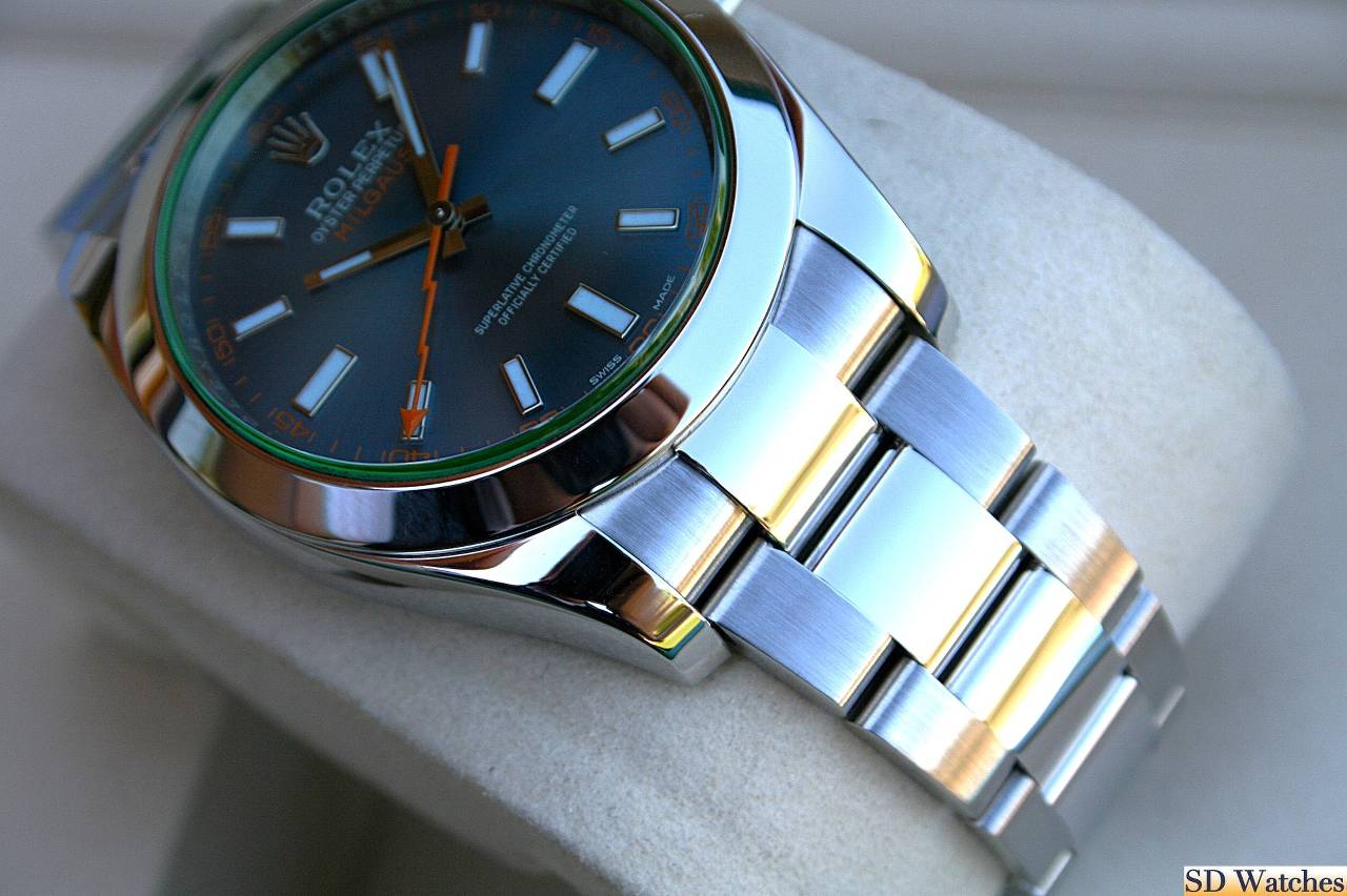 FS: ROLEX 116400GV MILGAUSS WATCH GREEN CRYSTAL Z-BLUE DIAL image 2