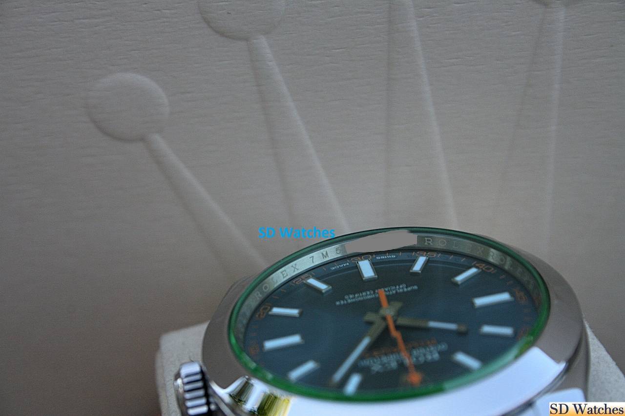 FS: ROLEX 116400GV MILGAUSS WATCH GREEN CRYSTAL Z-BLUE DIAL image 5