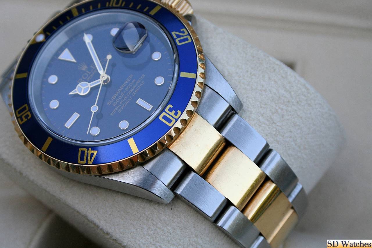 FS: ROLEX 16613 SUBMARINER WATCH BLUE DIAL 18K/SS image 2