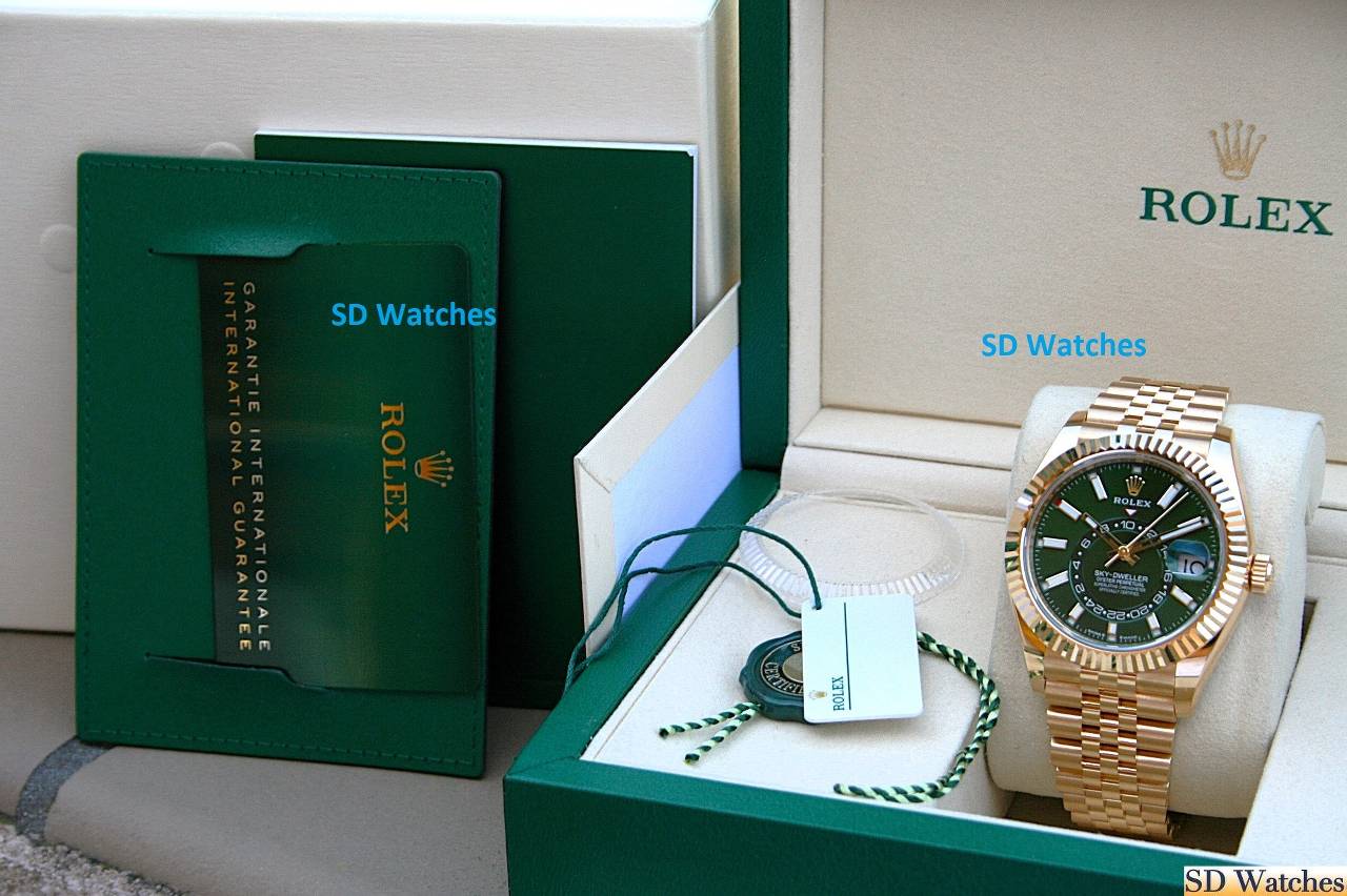 FS: ROLEX 336938 SKY-DWELLER YELLOW GOLD GREEN DIAL JUBILEE NIB image 6
