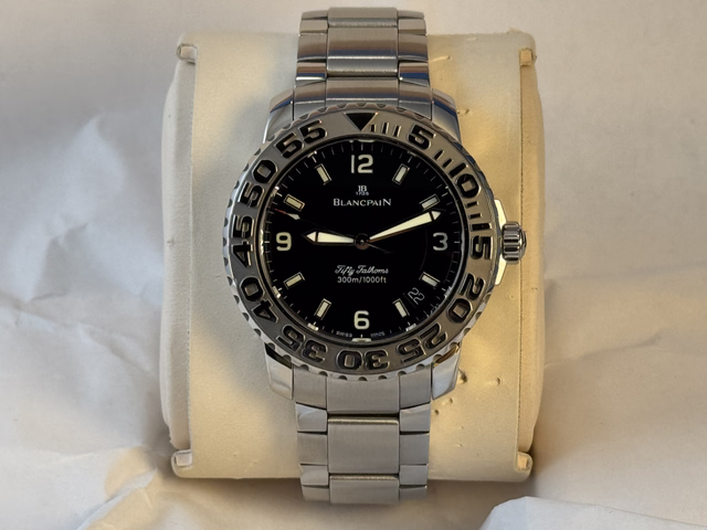 FS Very Good Blancpain Fifty Fathoms Divers Trilogy Collection 2200-1130-71, 100 Hours, 40mm, BP Serviced under Warranty. Price Reduction image 3